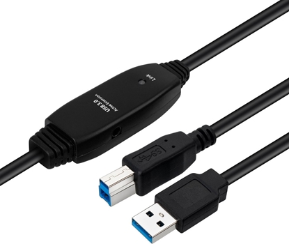 Изображение Kabel USB MicroConnect USB-A - USB-B 10 m Czarny (Active USB 3.2 Gen 1 A-B 10m)
