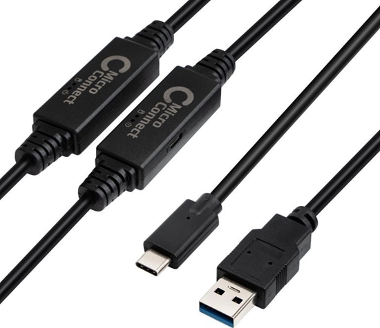 Изображение Kabel USB MicroConnect USB-C - USB-A 10 m Czarny (USB3.1CA10AMP)