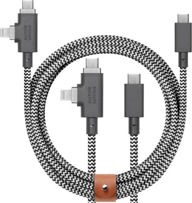Изображение Kabel USB Native Union USB-C - USB-C + Lightning 2.4 m Czarno-biay (BELT-PROCCL-ZEB-NP)