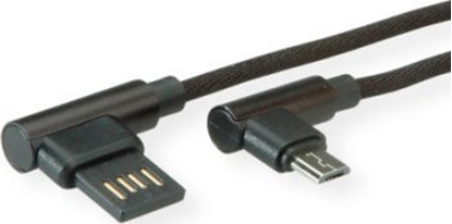 Picture of Roline USB 2.0 Cable, A reversible - Micro B (90° angled), M/M, black, 0.8 m