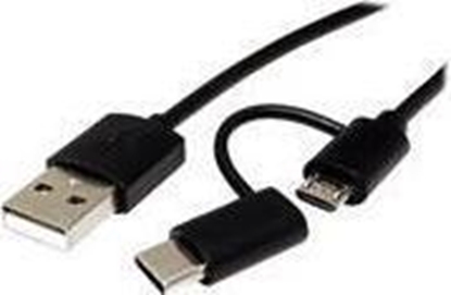 Изображение Kabel USB Roline USB-A - microUSB + USB-C 1 m Czarny (JAB-3882886)