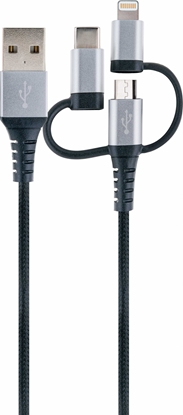 Attēls no Kabel USB Schwaiger USB-A - USB-C + microUSB + Lightning 1.5 m Czarny (LKU100533)