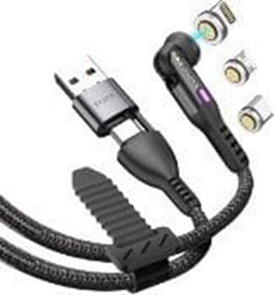 Picture of STATIK 360Pro braided rotating 3 magn. tips 6-in-1 Cable Black 2m