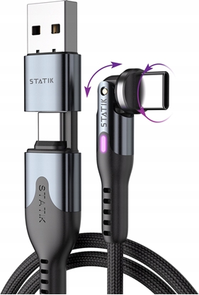 Attēls no STATIK PowerPivot Pro braided rotating USB-C Cable Black 1m