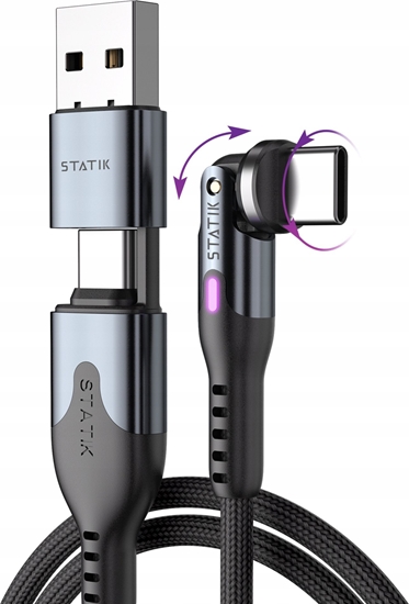 Picture of STATIK PowerPivot Pro braided rotating USB-C Cable Black 1m