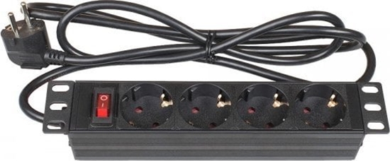 Изображение Kabel zasilajcy Alcasa Alcasa GC-N0103 rozdzielacz zasilania PDU 4 x gniazdo sieciowe 1U Czarny