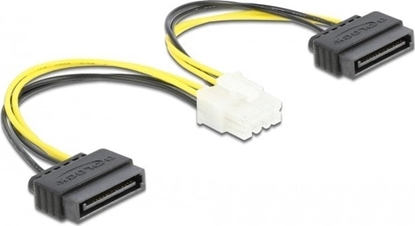 Изображение Delock Power cable 2 x 15 pin SATA plug to 8 pin EPS male 15 cm
