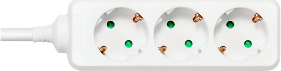 Изображение Kabel zasilajcy Deltaco uziemiony przeduacz zabezpieczony przed dziemi 3x CEE 7/3, 1x CEE 7/7, 5 m, biay / GT-0302
