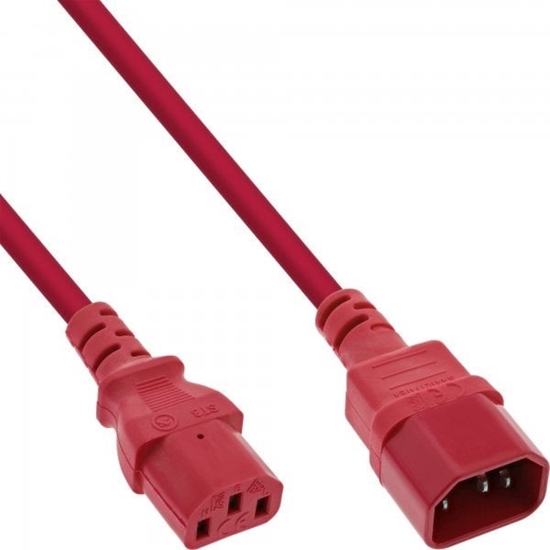 Picture of Kabel zasilajcy InLine 55pcs. Bulk-Pack InLine® Power cable extension, C13 to C14, red, 1m