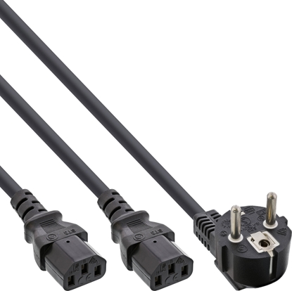Picture of Kabel zasilajcy InLine InLine® AC Power Y-Cable German Type F black 3m