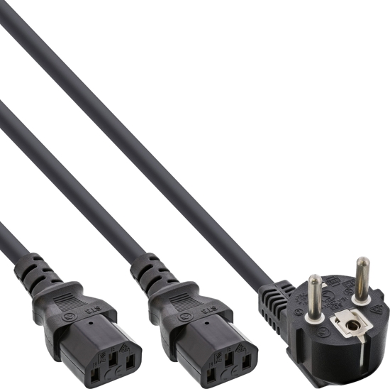 Picture of Kabel zasilajcy InLine InLine® AC Power Y-Cable German Type F black 3m