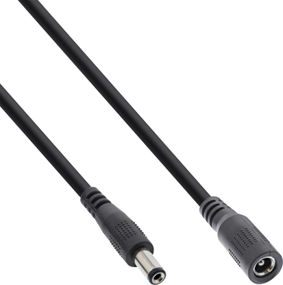 Picture of Kabel zasilajcy InLine InLine® DC extension cable, DC plug male/female 5.5x2.5mm, AWG 18, black, 0,5m