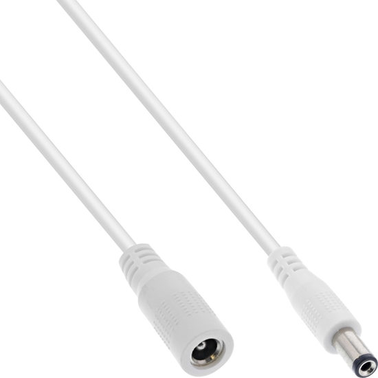 Picture of Kabel zasilajcy InLine InLine® DC extension cable, DC plug male/female 5.5x2.5mm, AWG 18, white, 1m
