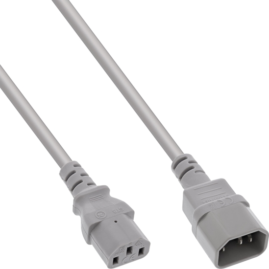 Picture of Kabel zasilajcy InLine InLine® Power cable extension, C13 to C14, grey, 2m