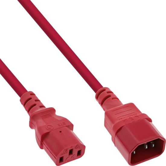 Picture of Kabel zasilajcy InLine InLine® Power cable extension, C13 to C14, red, 0.5m