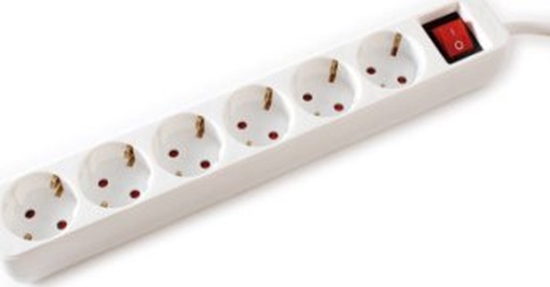 Изображение Kabel zasilajcy Value VALUE 6-drona listwa zasilajca z wycznikiem, biaa, 6 m