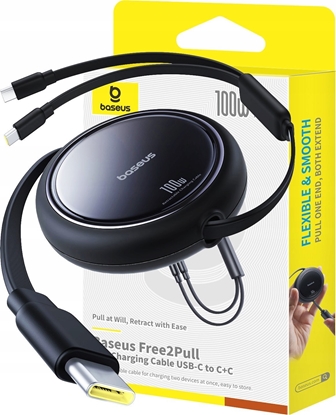 Изображение Baseus Baseus Bright Mirror Series USB-C Retractable Cable - 2 x USB-C 100W 1m - Black