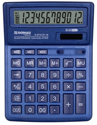 Picture of Kalkulator biurowy DONAU TECH, 12-cyfr. wywietlacz, wym. 190x143x40 mm, granatowy