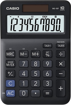 Picture of Kalkulator Casio Casio Kalkulator MS 10 F, czarna, stoowy, funkcja konwersji walut, %, VAT