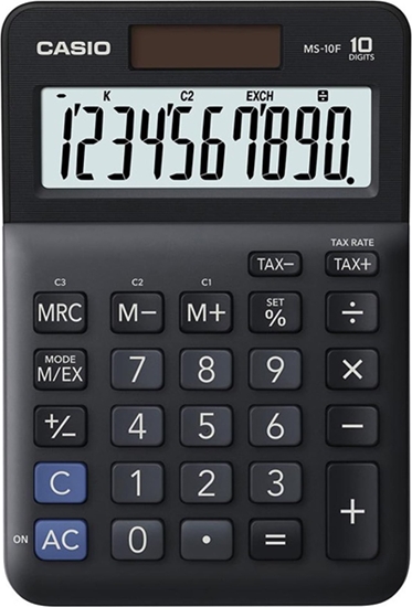 Picture of Kalkulator Casio Casio Kalkulator MS 10 F, czarna, stoowy, funkcja konwersji walut, %, VAT