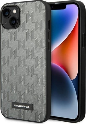 Attēls no Karl Lagerfeld Etui do iPhone 14 Plus 6,7" hardcase szary/grey Saffiano Mono Metal Logo