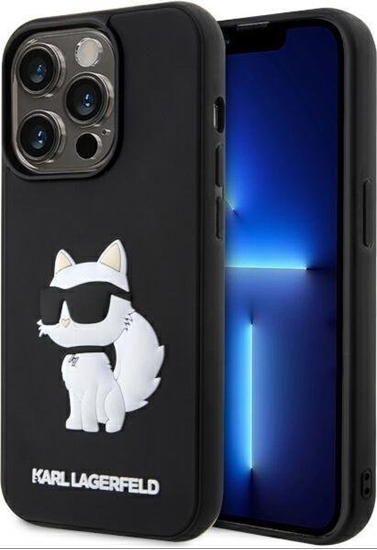 Изображение Karl Lagerfeld Etui Karl Lagerfeld KLHCP14L3DRKHNK Apple iPhone 14 Pro czarny/black hardcase Rubber Choupette 3D