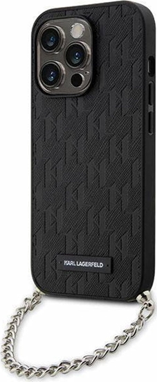 Picture of Karl Lagerfeld Etui KLHCP14LSACKLHPK Apple iPhone 14 Pro czarny/black hardcase Saffiano Monogram Chain