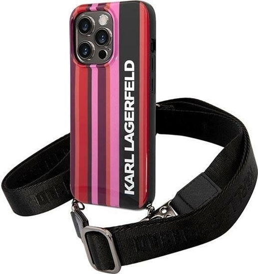Picture of Karl Lagerfeld Etui Karl Lagerfeld KLHCP14XSTSTP Apple iPhone 14 Pro Max hardcase róowy/pink Color Stripes Strap