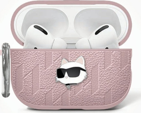 Изображение Karl Lagerfeld Monogram Choupette Head Case for AirPods 4 Pink