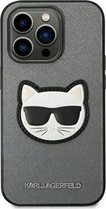 Attēls no Karl Lagerfeld KARL LAGERFELD IPHONE 14 PRO MAX SILVER CHOUPETTE HEAD PATCH KLHCP14XSAPCHG