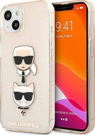 Picture of Karl Lagerfeld Karl Lagerfeld KLHCP13SKCTUGLGO iPhone 13 mini 5,4" zoty/gold hardcase Glitter Karl`s & Choupette
