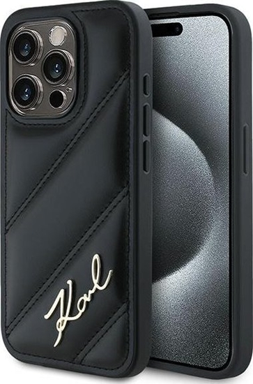 Picture of Karl Lagerfeld KLHCP13XPQDSMGK iPhone 13 Pro Max 6.7" czarny/black hardcase Diagonal Quilted Script