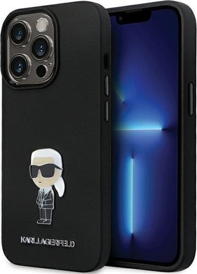 Picture of Karl Lagerfeld Karl Lagerfeld KLHCP14LSMHKNPK iPhone 14 Pro 6.1" czarny/black Silicone Ikonik Metal Pin