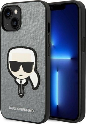Attēls no Karl Lagerfeld Saffiano Karl Head Patch Case - Etui iPhone 14 (srebrny)