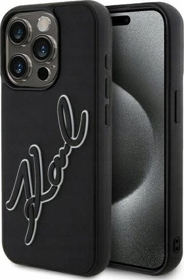 Picture of Karl Lagerfeld KLHCP15X3DRKSDLK iPhone 15 Pro Max 6.7" black/black hardcase 3D Rubber Signature