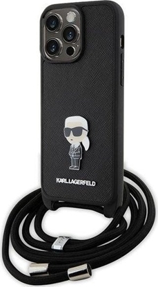 Attēls no Karl Lagerfeld KLHCP15XSASKNPSK iPhone 15 Pro Max 6.7" hardcase czarny/black Crossbody Saffiano Monogram Metal Pin Karl & Choupe