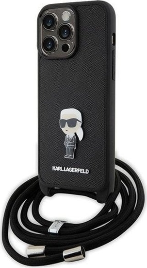 Изображение Karl Lagerfeld KLHCP15XSASKNPSK iPhone 15 Pro Max 6.7" hardcase czarny/black Crossbody Saffiano Monogram Metal Pin Karl & Choupe