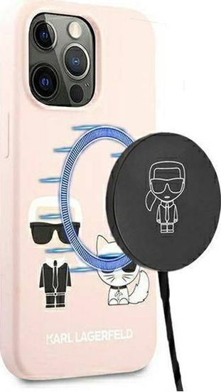 Picture of Karl Lagerfeld Karl Lagerfeld KLHMP13XSSKCI iPhone 13 Pro Max 6,7" hardcase jasnoróowy/light pink Silicone Ikonik Karl & Choupette Magsafe