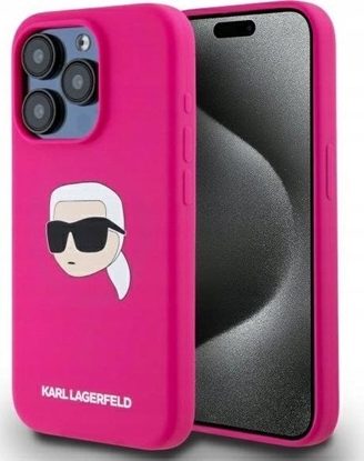Attēls no Karl Lagerfeld KLHMP15LSKHPPPLF iPhone 15 Pro 6.1" fuchsia/fuschia hardcase Silicone Karl Head Print MagSafe