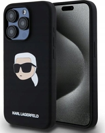 Picture of Karl Lagerfeld KLHMP15LSKHPPLK iPhone 15 Pro 6.1" black/black hardcase Silicone Karl Head Print MagSafe