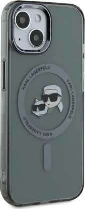Attēls no Karl Lagerfeld Karl Lagerfeld KLHMP15SHLSKCK iPhone 15 6.1" black/black hardcase IML Metal Karl&Choupette Head MagSafe