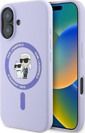 Изображение Karl Lagerfeld Liquid Silicone Karl and Choupette MagSafe Case for iPhone 16 / Purple