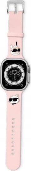 Изображение Karl Lagerfeld Pasek Karl Lagerfeld KLAWMSLKCNP Apple Watch 4/5/6/7/SE/8/9 40/41mm strap 3D Rubber Karl&Choupette Heads róowy/pink