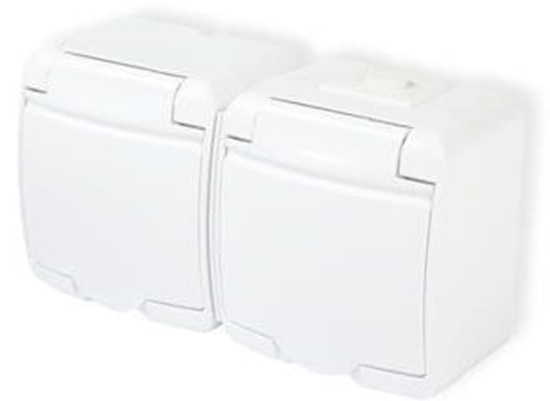 Picture of Karlik Gniazdo biae NT 2X Z/U Z KLAPK IP44 - GHE-2