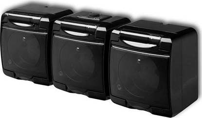 Attēls no Karlik Gniazdo hermetyczne potrójne z uziemieniem Karlik Junior 12GHE-3D (klapka dymna) 3x(2P+Z) bez przeson czarne