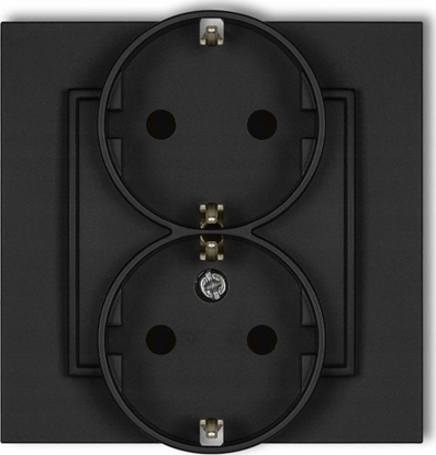 Picture of Karlik Gniazdo podwójne Karlik Mini 12MGP-2s z uziemieniem SCHUKO 2x2P+Z bez przeson torów prdowych czarny mat