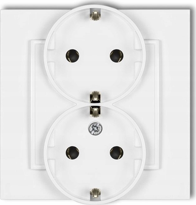 Picture of Karlik Gniazdo podwójne Karlik Mini MGP-2s z uziemieniem SCHUKO 2x2P+Z bez przeson torów prdowych biay