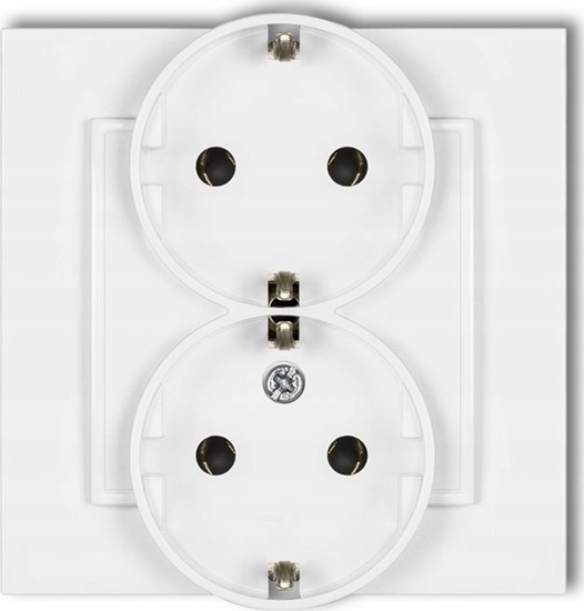 Picture of Karlik Gniazdo podwójne Karlik Mini MGP-2s z uziemieniem SCHUKO 2x2P+Z bez przeson torów prdowych biay