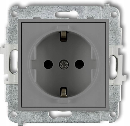 Picture of Karlik Gniazdo pojedyncze Karlik Mini 27MGP-1sp z uziemieniem SCHUKO 2P+Z przesony torów prdowych szary mat
