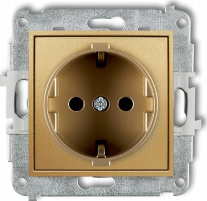 Picture of Karlik Gniazdo pojedyncze Karlik Mini 29MGP-1sp z uziemieniem SCHUKO 2P+Z przesony torów prdowych zoty